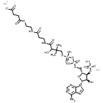 结构式 CAS# 108347-97-3, 二钠, 4-[2-[3-[[4-[[[(2R,3S,4R,5R)-5-(6-氨基嘌呤-9-基)-4-羟基-3-[羟基(氧代)磷酰]氧基-四氢呋喃-2-基]甲氧基-羟基-磷酰]氧基-羟基-磷酰]氧基-2-羟基-3,3-二甲基-丁酰基]氨基]丙酰氨基]乙硫基]-4-氧代-丁酸酯