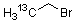 结构式 CAS# 117890-45-6, 溴(2-<sup>13</sup>C)乙烷