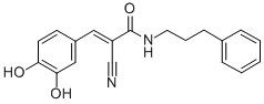 结构式 CAS# 133550-34-2, (2E)-2-氰基-3-(3,4-二羟基苯基)-N-(3-苯基丙基)-2-丙烯酰胺