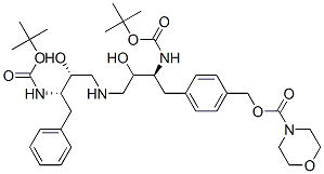 CAS 登录号：175233-61-1， [4-[(2S,3R)-3-羟基-4-[[(2R,3S)-2-羟基-3-[(2-甲基丙烷-2-基)氧基羰基氨基]-4-苯基丁基]氨基]-2-[(2-甲基丙烷-2-基)氧基羰基氨基]丁基]苯基]甲基吗啉-4-羧酸酯