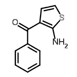 结构式 CAS# 21582-44-5, (2-氨基-3-噻吩基)(苯基)甲酮