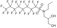 结构式 CAS# 2262-49-9, N-(2,3-二羟基丙基)-1,1,2,2,3,3,4,4,5,5,6,6,7,7,8,8,8-十七氟-N-丙基-1-辛烷磺酰胺
