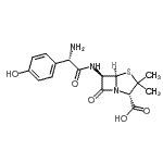结构式 CAS# 26889-93-0, (2S,5R,6R)-6-{[(2S)-2-氨基-2-(4-羟基苯基)乙酰基]氨基}-3,3-二甲基-7-氧代-4-硫杂-1-氮杂双环[3.2.0]庚烷-2-羧酸