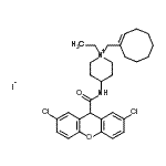 CAS 登录号：353791-85-2， 1-[(1E)-1-环辛烯-1-基甲基]-4-{[(2,7-二氯-9H-氧杂蒽-9-基)羰基]氨基}-1-乙基哌啶鎓碘化物