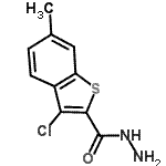 结构式 CAS# 355815-78-0, 3-氯-6-甲基-1-苯并噻吩-2-甲酰肼