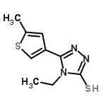 结构式 CAS# 438230-66-1, 4-乙基-5-(5-甲基-3-噻吩基)-4H-1,2,4-三唑-3-硫醇