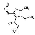 结构式 CAS# 588695-55-0, 甲基4-乙基-2-异硫氰酸基-5-甲基-3-噻吩羧酸酯