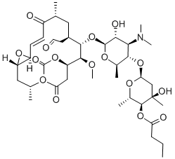 CAS#: 58880-24-3， (12S,13S)-9-Deoxy-12,13-Epoxy-12,13-Dihydro-9-Oxoleucomycin V 3-Acetate 4''-Butanoate
