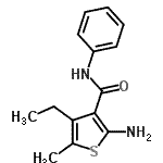 结构式 CAS# 590353-67-6, 2-氨基-4-乙基-5-甲基-N-苯基-3-噻吩甲酰胺