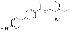 CAS 登录号：63992-36-9， 4'-氨基-4-联苯基羧酸 2-(二乙基氨基)乙基酯盐酸盐