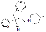 CAS 登录号:64647-41-2, 4-甲基-alpha-(苯基甲基)-alpha-(2-噻吩基)-1-哌啶丁腈