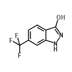 structure of CAS# 655-96-9, 6-(Trifluoromethyl)-1H-Indazol-3-Ol;3H-Indazol-3-one, 1,2-dihydro-6-(trifluoromethyl)-;3-Hydroxy-6-trifluromethyl (1H)indazole;6-(Trifluormethyl)-1,2-dihydro-3H-indazol-3-on