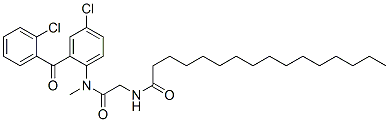 CAS 登录号：65808-72-2， N-[[[4-氯-2-(2-氯苯甲酰基)苯基]-甲基-氨基甲酰]甲基]十六烷酰胺