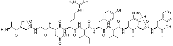 CAS#: 72007-47-7， L-Alanyl-L-Prolylglycyl-L-alpha-Aspartyl-L-Arginyl-L-Isoleucyl-L-Tyrosyl-L-Valyl-L-Histidyl-L-Prolyl-L-Phenylalanine