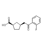 structure of CAS# 733740-41-5, (1R,3S)-3-[2-(2-Fluorophenyl)-2-oxoethyl]cyclopentanecarboxylic acid;cis-3-[2-<wbr>(2-fluoro<wbr>phenyl)-2<wbr>-oxoethyl<wbr>]cyclopen<wbr>tane-1-ca<wbr>rboxylic <wbr>acid