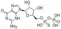 CAS#: 77481-24-4， [[(2R,3S,4R,5R)-5-(2-Amino-6-Oxo-3H-Purin-9-Yl)-3,4-Dihydroxyoxolan-2-Yl]Methoxy-Hydroxyphosphinothioyl] Dihydrogen Phosphate