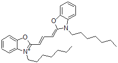 CAS#: 79953-80-3， 3-Heptyl-2-[(E,3E)-3-(3-heptyl-1,3-benzoxazol-2-ylidene)prop-1-enyl]-1,3-benzoxazol-3-ium