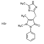 CAS 登录号：87236-33-7， 1,5-二甲基-4-[(5-甲基-1H-1,2,4-三唑-3-基)硫基]-2-苯基-1,2-二氢-3H-吡唑-3-酮氢溴酸盐(1:1)