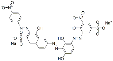 CAS#: 93940-00-2， Disodium 6-[[2,6-Dihydroxy-3-[(2-Hydroxy-3-Nitro-5-Sulphonatophenyl)Azo]Phenyl]Azo]-4-Hydroxy-3-[(4-Nitrophenyl)Azo]Naphthalene-2-Sulphonate