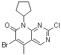 结构式 CAS# 1016636-76-2, 6-溴-2-氯-8-环戊基-5-甲基吡啶并[2,3-d]嘧啶-7(8H)-酮