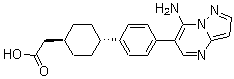 structure of CAS# 1031336-60-3, ABT-046;trans-4-[4-(7-Aminopyrazolo[1,5-a]pyrimidin-6-yl)phenyl]cyclohexaneacetic acid