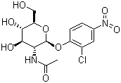 structure of CAS# 103614-82-0, 2-Chloro-4-nitrophenyl 2-(acetylamino)-2-deoxy-beta-D-glucopyranoside;N-[(2S,3R,4R,5S,6R)-2-(2-chloro-4-nitrophenoxy)-4,5-dihydroxy-6-(hydroxymethyl)oxan-3-yl]acetamide