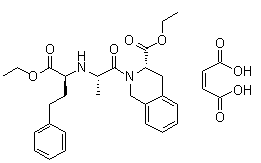 (3S)-2-[(2S)-2-[[(1S)-1-(Ethoxycarbonyl)-3-phenylpropyl]amino]-1-oxopropyl]-1,2,3,4-tetrahydro-3-isoquinolinecarboxylic acid ethyl ester (2Z)-2-butenedioate molecular structure (CAS 103733-36-4)