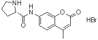 结构式 CAS# 115388-93-7, (S)-N-(4-甲基-2-氧代-2H-1-苯并吡喃-7-基)-2-吡咯烷甲酰胺单氢溴酸盐