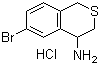 结构式 CAS# 1187830-57-4, 6-溴-3,4-二氢-1H-2-苯并噻喃-4-胺盐酸盐