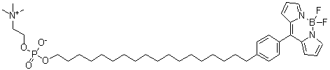 结构式 CAS# 1250963-36-0, (T-4)-二氟[2-[[羟基[[18-[4-[(1H-吡咯-2-基)(2H-吡咯-2-亚基)甲基]苯基]十八烷基]氧基]亚膦酰]氧基]-N,N,N-三甲基乙铵]硼