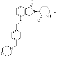 structure of CAS# 1323403-33-3, (S)-3-(4-((4-(Morpholinomethyl)benzyl)oxy)-1-oxoisoindolin-2-yl)piperidine-2,6-dione;CC 220