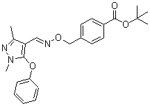 structure of CAS# 134098-61-6, Fenpyroximate;1,1-Dimethylethyl (E)-4-(((((1,3-dimethyl-5-phenoxy-1H-pyrazol-4-yl)methylene)amino)oxy)methyl)benzoate; tert-Butyl (E)-4-(((((1,3-dimethyl-5-phenoxy-1H-pyrazol-4-yl)methylene)amino)oxy)methyl)benzoate