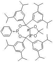 结构式 CAS# 1361146-90-8, (3aR,8aR)-4,4,8,8-四[3,5-二(异丙基)苯基]四氢-2,2-二甲基-6-苯基-1,3-二氧杂环戊烯并[4,5-e][1,3,2]二氧杂磷杂卓