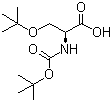 结构式 CAS# 13734-38-8, N-BOC-O-叔丁基-L-丝氨酸; N-叔丁氧羰基-O-叔丁基-L-丝氨酸