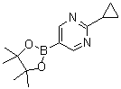 structure of CAS# 1375301-91-9, 2-(Cyclopropyl)pyrimidine-5-boronic acid pinacol ester;2-Cyclopropylpyrimidin-5-ylboronic acid pinacol ester; 2-Cyclopropyl-5-(4,4,5,5-tetramethyl-1,3,2-dioxaborolan-2-yl)pyrimidine