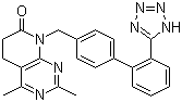 结构式 CAS# 145733-36-4, 他索沙坦; 2,4-二甲基-8-[[4-[2-(2H-四唑-5-基)苯基]苯基]甲基]-5,6-二氢吡啶并[6,5-d]嘧啶-7-酮