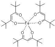 三(2,2,6,6-四甲基-3,5-庚二酮)铁分子结构 (CAS 14876-47-2)