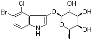 structure of CAS# 17016-46-5, 5-Bromo-4-chloro-1H-indol-3-yl 6-deoxy-beta-D-galactopyranoside;beta-D-5-Bromo-4-chloroindol-3-yl 6-deoxy-galactopyranoside; 5-Bromo-4-chloroindol-3-yl-beta-D-fucopyranoside
