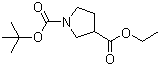 结构式 CAS# 170844-49-2, 1-BOC-吡咯烷-3-甲酸乙酯; 1-叔丁氧羰基吡咯烷-3-甲酸乙酯