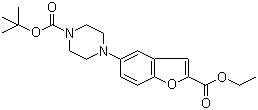 结构式 CAS# 183288-43-9, 4-[2-(乙氧羰基)-5-苯并呋喃基]-1-哌嗪羧酸叔丁酯
