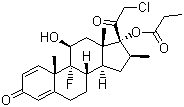 structure of CAS# 25122-46-7, Clobetasol propionate;21-Chloro-9-fluoro-11b,17-dihydroxy-16b-methylpregna-1,4-diene-3,20-dione 17-propionate