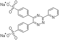 structure of CAS# 28048-33-1, Ferrozine disodium salt;Disodium 4,4'-[3-(pyridin-2-yl)-1,2,4-triazine-5,6-diyl]bis(benzenesulphonate); 3-(2-Pyridyl)-5,6-bis(4-sulfophenyl)-1,2,4-triazine disodium salt