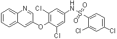 structure of CAS# 315224-26-1, 2,4-Dichloro-N-[3,5-dichloro-4-(3-quinolinyloxy)phenyl]benzenesulfonamide;AMG 131; INT 131