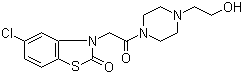 结构式 CAS# 32527-55-2, 噻拉米特; 4-[(5-氯-2-氧代-3(2H)-苯并噻唑基)乙酰基]哌嗪-1-乙醇