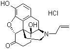 structure of CAS# 357-08-4, Naloxone hydrochloride ;4,5alpha-Epoxy-3,14-dihydroxy-17-(2-propenyl)morphinan-6-one hydrochloride