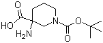 structure of CAS# 368866-17-5, 1-Boc-3-Aminopiperidine-3-carboxylic acid;3-Amino-1-(tert-butoxycarbonyl)piperidine-3-carboxylic acid; 3-Amino-piperidine-1,3-dicarboxylic acid 1-tert-butyl ester
