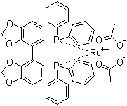结构式 CAS# 373650-12-5, 二乙酸根[(S)-(-)-5,5'-双(二苯基膦)-4,4'-联-1,3-苯并二恶茂]钌(II)