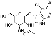 结构式 CAS# 4264-82-8, 5-溴-4-氯-3-吲哚基-N-乙酰-beta-D-氨基葡萄糖苷