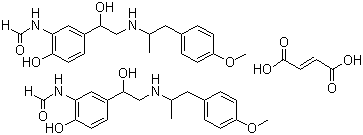 结构式 CAS# 43229-80-7, 富马酸福莫特罗; N-[2-羟基-5[(RS)-1-羟基-2-[(RS)-2-(4-甲氧基苯基)-1-甲基乙基胺]乙基]苯基]甲酰胺半富马酸