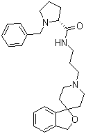 结构式 CAS# 475150-69-7, BAN ORL 24; (2R)-1-苄基-N-(3-螺[异苯并呋喃-1(3H),4'-哌啶]-1'-丙基)-2-吡咯烷甲酰胺